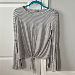 Striped Black and White Women's Bell Sleeve Top